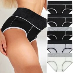 Women's Plus Size Basic Vacation Pure Color Shaping Panty Stretchy High Waist Cotton 5 Pieces Green M -Deals The Sexy Bra Store cbbmef1657526744429