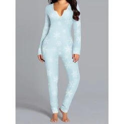 Women's Xmas Onesie Pajama Letter Elk Casual Comfort Soft ChristmasBreathable V Wire Long Sleeve Fall Winter -Deals The Sexy Bra Store cbfuxj1695281825688