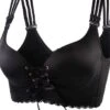 Women's Push Up Bras 3/4 Cup Lace Pure Color Front Closure Nylon Sexy 1PC Black Gray / Bras & Bralettes / Plus Size