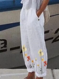 Women's Loungewear Bottom Nighty Flower Simple Comfort Home Street Cotton And Linen Long Pant Elastic Waist Spring Summer Purple Yellow 4 Women's Loungewear Bottom Nighty Flower Simple Comfort Home Street Cotton And Linen Long Pant Elastic Waist Spring Summer Purple Yellow -Deals The Sexy Bra Store cisbvc1652756106090