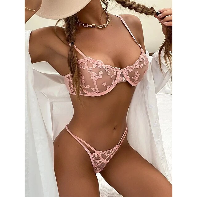 Women's Sexy Bodies Lingerie Set Sets Heart Sexy Uniforms Lovers Hot Home Bed Valentine's Day Nylon Breathable Straps Sleeveless Backless Summer Spring Light Pink Black 17 Women's Sexy Bodies Lingerie Set Sets Heart Sexy Uniforms Lovers Hot Home Bed Valentine's Day Nylon Breathable Straps Sleeveless Backless Summer Spring Light Pink Black - Image 17