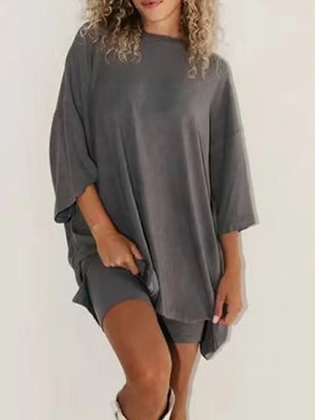 Women's Plus Size Loungewear Sets 2 Pieces Pure Color Fashion Casual Comfort Street Daily Date Polyester Breathable Crew Neck Long Sleeve Shorts Summer Fall Black Light Green 8 Women's Plus Size Loungewear Sets 2 Pieces Pure Color Fashion Casual Comfort Street Daily Date Polyester Breathable Crew Neck Long Sleeve Shorts Summer Fall Black Light Green - Image 8