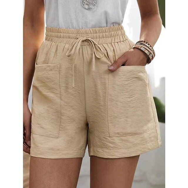 Summer Women's New Loose Linen Casual Shorts Pocket Solid Color Large Size High Waist Wide Leg Pants 1 Summer Women's New Loose Linen Casual Shorts Pocket Solid Color Large Size High Waist Wide Leg Pants