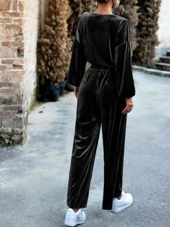 Women's Loungewear Sets Pure Color Fashion Comfort Soft Street Daily Date Polyester Breathable Crew Neck Long Sleeve Pullover Pant Fall Winter Black Pink -Deals The Sexy Bra Store csuepy1691566083842