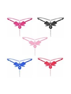 Women's Thong Underwear 5 Pieces Underwear Sexy Lace Hole Color Block Low Waist Sexy 5 Pack-F One-Size