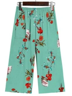 Women's Plus Size Pajama Cotton Top And Pant Sets 2Pcs Floral Print Fashion Casual Comfort Home Daily Vacation Breathable Crew Neck Sleeveless Tank Top Pants Summer Spring Yellow Light Green -Deals The Sexy Bra Store ctaxxi1683783105176
