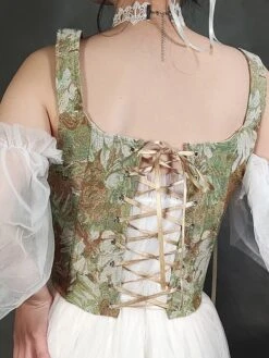 Corset Women's Corset Tops Prom Party & Evening Club Black Green Overbust Corset Lace Up Backless Tummy Control Print Flower Summer Spring -Deals The Sexy Bra Store cunudo1646733961087