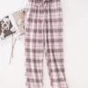 Women's Flannelette Brushed Pajamas Pants Grid / Plaid Basic Casual Comfort Home Daily Bed Cotton Breathable Pant Autunm Winter Light Pink Pink