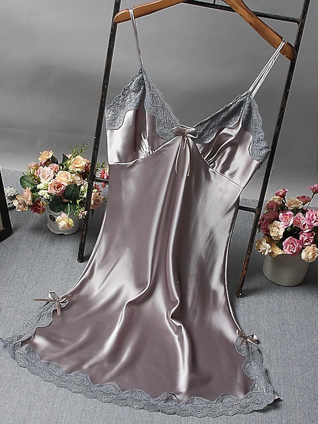 Women's Lace Sexy Lingerie Sexy Bodies Nightwear - Spandex Solid Colored Sexy Lingerie Set Silver / Black / White One-Size 1 Women's Lace Sexy Lingerie Sexy Bodies Nightwear - Spandex Solid Colored Sexy Lingerie Set Silver / Black / White One-Size