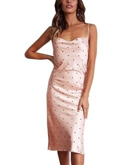 Women's Pajamas Nightgown Nightshirt Dress Leopard Dot Fashion Casual Soft Home Daily Bed Satin Breathable Straps Sleeveless Spring Fall Pink Navy Blue -Deals The Sexy Bra Store cydela1693467381521