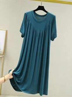 Women's Pajamas Nightgown Nightshirt Dress Pure Color Simple Casual Soft Home Daily Bed Polyester Breathable Crew Neck Short Sleeve Summer Spring Black Yellow -Deals The Sexy Bra Store dcguay1687857775338