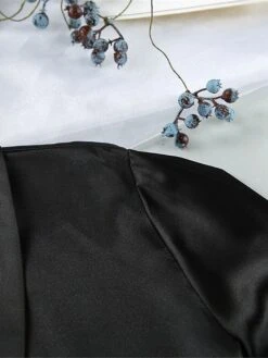 Women's Pajamas Bathrobe Robes Gown Pure Color Simple Casual Comfort Wedding Party Satin Breathable V Wire Long Sleeve Pocket Summer Fall Black White -Deals The Sexy Bra Store dcplof1693206736432