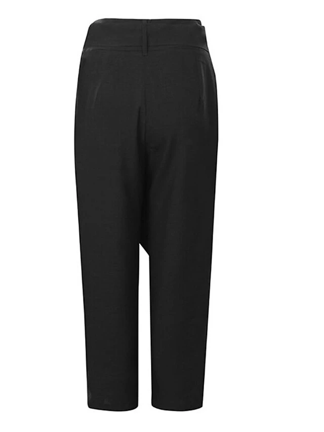 Women's Cotton Loungewear Pants High Waist Irregular Lace-Up Cropped Pants Solid Fashion Simple Casual Cotton Breathable With One Side Pockets Summer Spring Black Navy Blue 6 Women's Cotton Loungewear Pants High Waist Irregular Lace-Up Cropped Pants Solid Fashion Simple Casual Cotton Breathable With One Side Pockets Summer Spring Black Navy Blue - Image 6