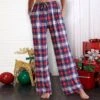 Women's Christmas Pajamas Pants 1 PCS Grid / Plaid Fashion Comfort Sport Xmas Home Party Club Bamboo Gift Long Pant Basic Print Pocket Spring Summer Light Pink White