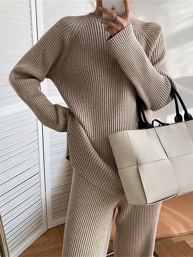 Women's Lounge Sets Sweater Sets Pure Color Fashion Casual Comfort Home Street Daily Polyester Breathable Crew Neck Long Sleeve Sweater Pant Fall Winter Black Blue 19 Women's Lounge Sets Sweater Sets Pure Color Fashion Casual Comfort Home Street Daily Polyester Breathable Crew Neck Long Sleeve Sweater Pant Fall Winter Black Blue - Image 19