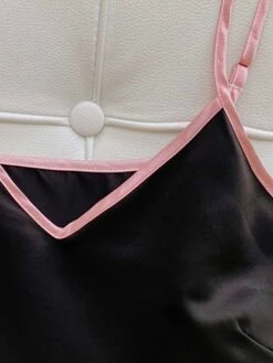 Women's Pajamas Pajama Top And Pant Sets Pure Color Simple Casual Soft Home Daily Bed Satin Breathable Straps Short Sleeve Strap Top Shorts Summer Spring Lotus Pink Black -Deals The Sexy Bra Store dgbhxp1680597768068