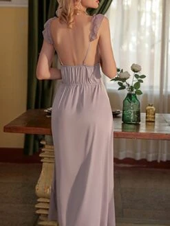 Women's Pajamas Nightgown Nightshirt Dress Pure Color Hot Comfort Sweet Home Daily Bed Satin Breathable Straps Sleeveless Backless Fall Winter Black Light Green -Deals The Sexy Bra Store dhlnth1697161947326