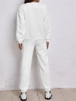 Women's Plus Size Loungewear Sets Pure Color Fashion Casual Comfort Home Street Daily Polyester Breathable Crew Neck Long Sleeve Hoodie Pant Fall Winter Black White -Deals The Sexy Bra Store diwuhe1694605405433