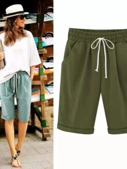 Women's Lounge Shorts Pure Color Elastic Waist With Drawstring Simple Casual Comfort Home Daily Vacation Polyester Breathable Pocket Five-point Pants -Deals The Sexy Bra Store dixvzy1684041605329