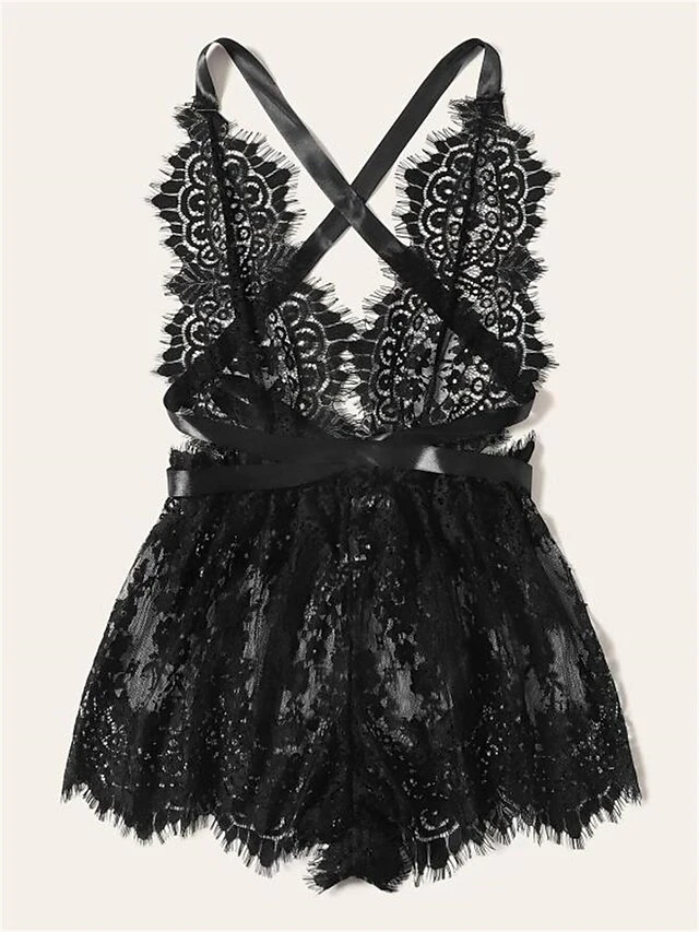 Women's Sexy Lingerie Chemises & Negligees Pure Color Lovers Hot Comfort Home Daily Valentine's Day Lace Breathable Straps Sleeveless Backless Summer Spring Black 4 Women's Sexy Lingerie Chemises & Negligees Pure Color Lovers Hot Comfort Home Daily Valentine's Day Lace Breathable Straps Sleeveless Backless Summer Spring Black - Image 4