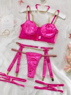 Women's Xmas Sexy Lingerie Sets Pure Color Lovers Hot Christmas Satin Breathable Straps Sleeveless Backless Summer Spring Black Red -Deals The Sexy Bra Store dlgakc1695712958733