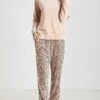 Women's Loungewear Sets Leopard Grid / Plaid Fashion Comfort Soft Home Christmas Street Polyester Warm Crew Neck Long Sleeve Hoodie Pant Pocket Fall Winter Camel Purple