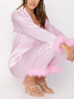 Women's Pajamas Sets Pure Color Fashion Casual Soft Wedding Party Satin Breathable Lapel Long Sleeve Shirt Pant Feather Fall Black White 22 Women's Pajamas Sets Pure Color Fashion Casual Soft Wedding Party Satin Breathable Lapel Long Sleeve Shirt Pant Feather Fall Black White -Deals The Sexy Bra Store dmvfyi1692861958857