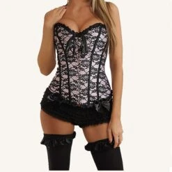 Women's Plus Size Corsets Halloween Country Bavarian Overbust Corset Tummy Control Push Up Jacquard Lace Stripe Waves Hook & Eye Lace Up Nylon Others Christmas Wedding Party Birthday Party -Deals The Sexy Bra Store dpekeu1622542523956