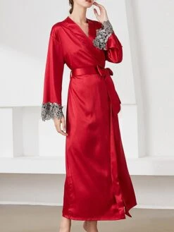 Women's Satin Silk Bathrobe Robe Embroidered Lace Decoration Long Sleeve Nightgown Pure Color Fashion Casual Comfort Home Daily Bed Summer Fall Black Pink 18 Women's Satin Silk Bathrobe Robe Embroidered Lace Decoration Long Sleeve Nightgown Pure Color Fashion Casual Comfort Home Daily Bed Summer Fall Black Pink -Deals The Sexy Bra Store dpzmor1689506606718