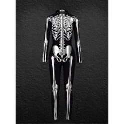 Women's Onesie Skeleton Retro Punk & Gothic Halloween Polyester Breathable Stand Collar Long Pant Fall Winter Black White 17 Women's Onesie Skeleton Retro Punk & Gothic Halloween Polyester Breathable Stand Collar Long Pant Fall Winter Black White -Deals The Sexy Bra Store dqhffi1695712986697