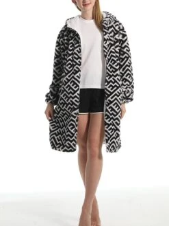 Women's Robe Geometic Plush Casual Comfort Home Daily Bed Flannel Warm Breathable Hoodie Long Sleeve Pocket Fall Winter Black 10 Women's Robe Geometic Plush Casual Comfort Home Daily Bed Flannel Warm Breathable Hoodie Long Sleeve Pocket Fall Winter Black -Deals The Sexy Bra Store dsgxcq1695373701780