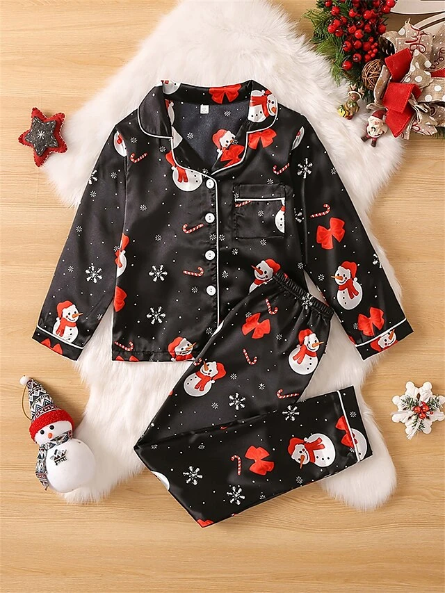 Women's Christmas Pajamas Sets Snowman Snowflake Fashion Casual Home Xmas Daily Polyester Breathable Lapel Long Sleeve Shirt Pant Button Summer Spring SnowmanM-70 7 Women's Christmas Pajamas Sets Snowman Snowflake Fashion Casual Home Xmas Daily Polyester Breathable Lapel Long Sleeve Shirt Pant Button Summer Spring SnowmanM-70 - Image 7