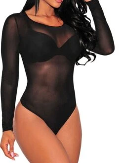 Women's Sexy Bodies Teddies & Bodysuits 1 Pc Pure Color Simple Fashion See Through Home Daily Bed Polyester Breathable Crew Neck Long Sleeve Mesh Basic Spring Summer White Black / Soft / Transparent 10 Women's Sexy Bodies Teddies & Bodysuits 1 Pc Pure Color Simple Fashion See Through Home Daily Bed Polyester Breathable Crew Neck Long Sleeve Mesh Basic Spring Summer White Black / Soft / Transparent -Deals The Sexy Bra Store dtynvu1646388216515