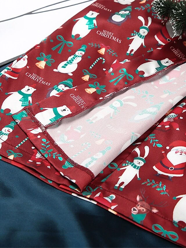 Women's Pajamas Robe Bathrobe Silk Robe Animal Bear Casual Comfort SoftXmas Home Christmas Bed Satin Breathable V Wire Long Sleeve Fall Winter Wine 6 Women's Pajamas Robe Bathrobe Silk Robe Animal Bear Casual Comfort SoftXmas Home Christmas Bed Satin Breathable V Wire Long Sleeve Fall Winter Wine - Image 6