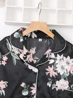 Women's Pajamas Sets Flower Fashion Comfort Soft Home Daily Bed Satin Breathable Lapel Long Sleeve Shirt Pant Button Pocket Fall Winter Black Gray 20 Women's Pajamas Sets Flower Fashion Comfort Soft Home Daily Bed Satin Breathable Lapel Long Sleeve Shirt Pant Button Pocket Fall Winter Black Gray -Deals The Sexy Bra Store dvpbbr1693467379269