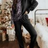 Women's Christmas Loungewear Sets 2 Pieces Leopard Fashion Casual Comfort Street Xmas Daily Date Polyester Warm Crew Neck Long Sleeve Pant Fall Winter Black