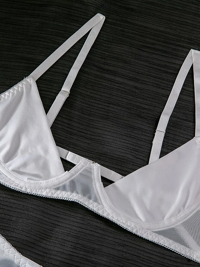 Women's Sexy Lingerie Sets 3 Pieces Pure Color Lovers Hot Undergarments Home Bed Valentine's Day Polyester Breathable Straps Sleeveless Backless Summer Spring Black White 13 Women's Sexy Lingerie Sets 3 Pieces Pure Color Lovers Hot Undergarments Home Bed Valentine's Day Polyester Breathable Straps Sleeveless Backless Summer Spring Black White - Image 13