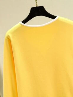 Women's Pajamas Sets Patchwork Warm Fashion Plush Home Daily Bed Cotton Warm Breathable V Wire Long Sleeve Shirt Pant Button Fall Winter Korean Fans Yellow -Deals The Sexy Bra Store dyoutr1695281899464