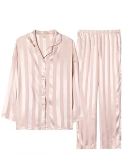 Women's Loungewear Sets 2 Pieces Stripe Fashion Casual Comfort Street Daily Date Silk Breathable Lapel Long Sleeve Pant Button Pocket Summer Fall Black White 14 Women's Loungewear Sets 2 Pieces Stripe Fashion Casual Comfort Street Daily Date Silk Breathable Lapel Long Sleeve Pant Button Pocket Summer Fall Black White -Deals The Sexy Bra Store dzbsqq1689685674474