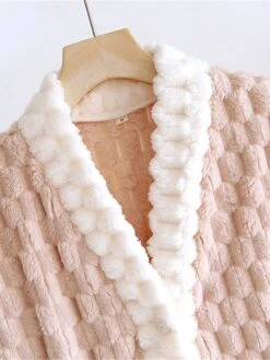 Women's Pajamas Bathrobe Animal Simple Plush Casual Home Bed Wedding Party Flannel Warm Breathable V Wire Long Sleeve Button Pocket Fall Winter Pink Purple -Deals The Sexy Bra Store dztgia1696837249245