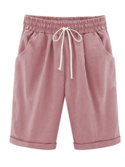 Women's Lounge Shorts Pure Color Elastic Waist With Drawstring Simple Casual Comfort Home Daily Vacation Polyester Breathable Pocket Five-point Pants -Deals The Sexy Bra Store ebauaq1687316906719