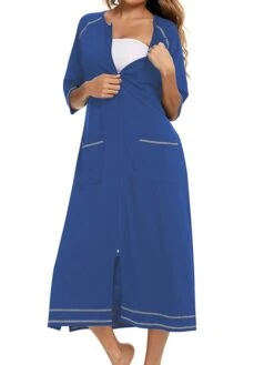 Women's Pajamas Robes Gown Bathrobes Pjs Stripe Simple Comfort Home Daily Cotton Crew Neck Half Sleeve Pocket Winter Fall Blue Pink 30 Women's Pajamas Robes Gown Bathrobes Pjs Stripe Simple Comfort Home Daily Cotton Crew Neck Half Sleeve Pocket Winter Fall Blue Pink -Deals The Sexy Bra Store ebiygp1661336274497
