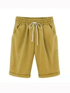 Women's Lounge Shorts Pure Color Elastic Waist With Drawstring Simple Casual Comfort Home Daily Vacation Polyester Breathable Pocket Five-point Pants -Deals The Sexy Bra Store ecdaly1684043527069