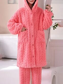 Women's Pajamas Sets Pure Color Warm Fashion Plush Home Daily Bed Coral Fleece Coral Velvet Warm Breathable Hoodie Long Sleeve Cardigan Pant Button Pocket Fall Winter Yellow Pink 18 Women's Pajamas Sets Pure Color Warm Fashion Plush Home Daily Bed Coral Fleece Coral Velvet Warm Breathable Hoodie Long Sleeve Cardigan Pant Button Pocket Fall Winter Yellow Pink -Deals The Sexy Bra Store edcdls1694164403819