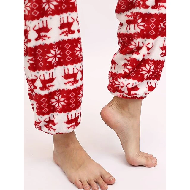 Women's Pajamas Jumpsuit Elk Snowflake Warm Fashion Casual Xmas Home Christmas Daily Polyester Breathable Hoodie Long Sleeve Pocket Fall Winter Black White 13 Women's Pajamas Jumpsuit Elk Snowflake Warm Fashion Casual Xmas Home Christmas Daily Polyester Breathable Hoodie Long Sleeve Pocket Fall Winter Black White - Image 13