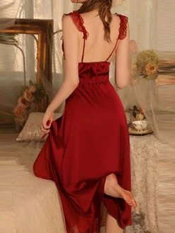 Women's Pajamas Nightgown Nightshirt Dress Pure Color Hot Comfort Sweet Home Daily Bed Satin Breathable Straps Sleeveless Backless Fall Winter Black Light Green -Deals The Sexy Bra Store edgcmt1697161966688