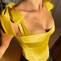 Corset Women's Corset Tops Party & Evening Club Yellow Fuchsia Cotton Comfortable Overbust Corset Backless Tummy Control Push Up Solid Color Summer Spring -Deals The Sexy Bra Store edkpjd1640143759951