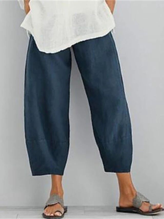 Women's Plus Size Loungewear Pants Lounge Pants Pure Color Simple Casual Comfort Home Daily Vacation Polyester Breathable Pant Pocket Summer Spring Black Khaki 5 Women's Plus Size Loungewear Pants Lounge Pants Pure Color Simple Casual Comfort Home Daily Vacation Polyester Breathable Pant Pocket Summer Spring Black Khaki - Image 5
