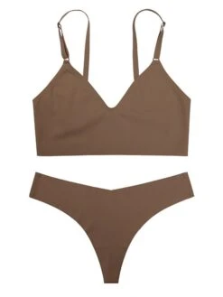 Women's Wireless Bras Padded Bras Adjustable 3/4 Cup V Neck Breathable Pure Color Pull-On Closure Date Casual Daily Nylon Sexy 1 Set Black Brown / Bra & Panty Set 13 Women's Wireless Bras Padded Bras Adjustable 3/4 Cup V Neck Breathable Pure Color Pull-On Closure Date Casual Daily Nylon Sexy 1 Set Black Brown / Bra & Panty Set -Deals The Sexy Bra Store eezmfm1658916771957
