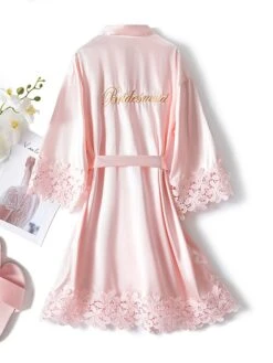 Women's Pajamas Silk Robe Robes Gown Letter Fashion Hot Casual Wedding Party Xmas Satin Breathable Long Sleeve Embroidery Summer Fall White Champagne -Deals The Sexy Bra Store efwafp1692779761478